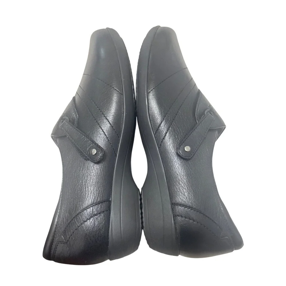 Dansko Franny Comfort Shoes Womens 8W Black Milled Nappa Leather Slip On Loafer